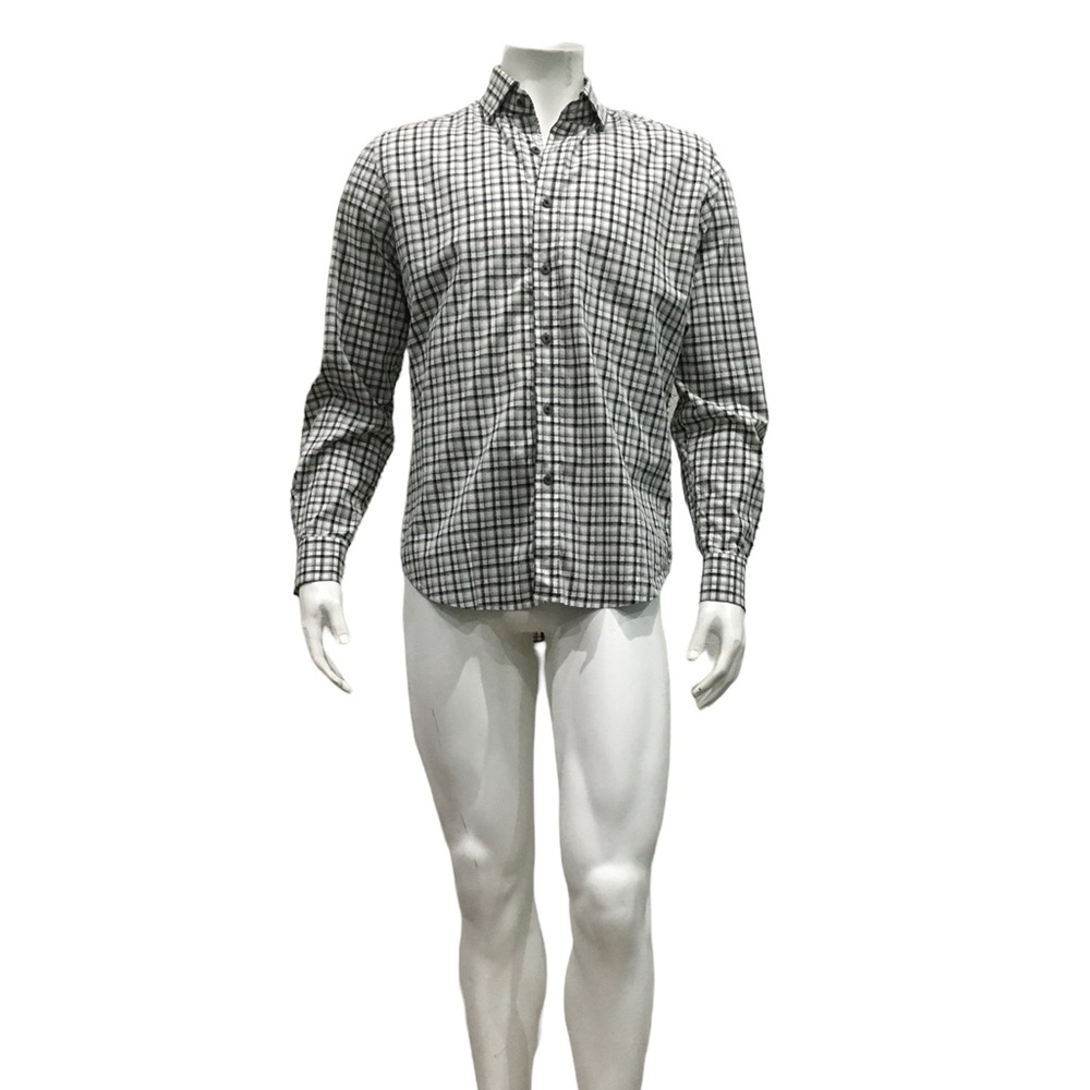 Robert Graham Mens White Black Check Plaid Button Shirt